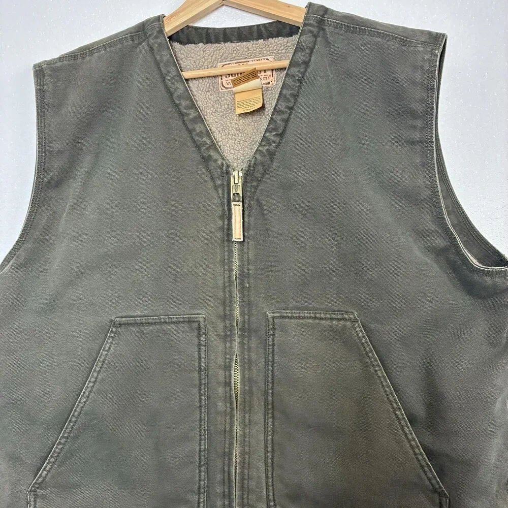 C.E. Schmidt Workwear Vest Mens XL Green Canvas Sherpa Lined Zip Pockets TV540D